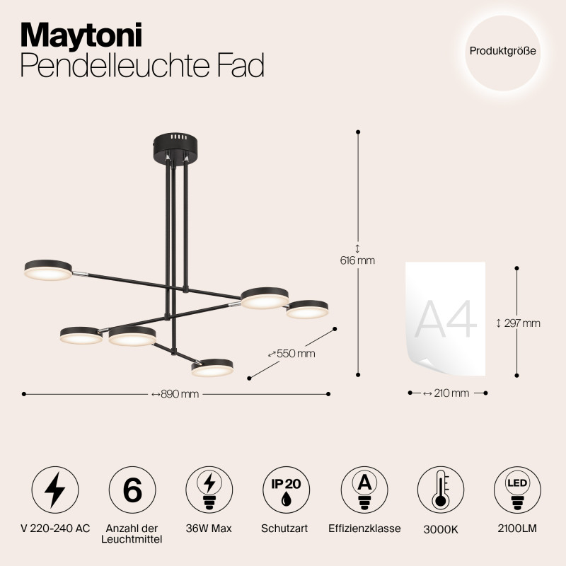 Люстра на штанге Maytoni MOD070PL-L38B3K