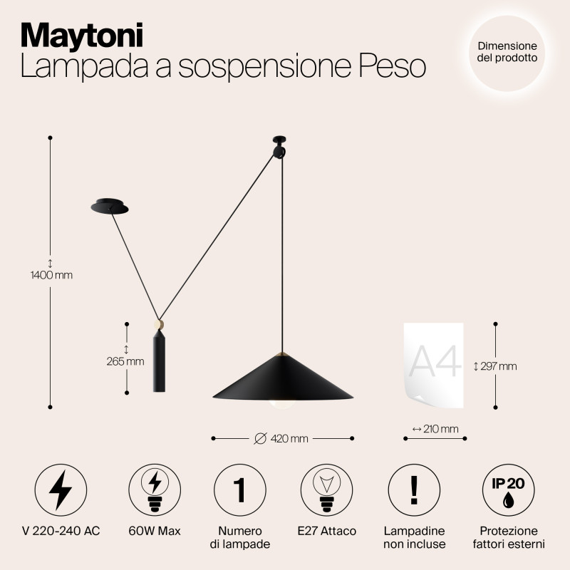 Подвесной светильник Maytoni Technical P080PL-01B