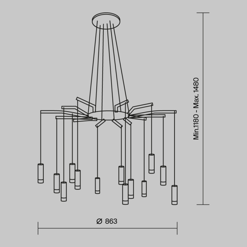 Подвесная люстра Maytoni MOD035PL-12B