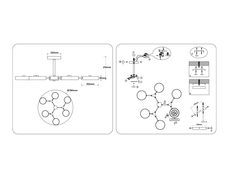 Люстра на штанге Ambrella Light FL516334
