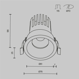 Встраиваемый светильник Maytoni DL117-15W-2.7K-W