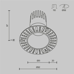 Встраиваемый светильник Maytoni Technical DL120-10W-2.7K-TRS-B