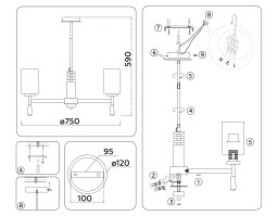 Люстра на штанге Ambrella Light LH56263