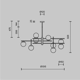 Люстра на штанге Maytoni MOD048PL-09G