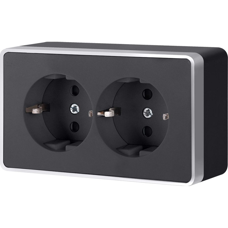 Розетка Werkel W5072134 черный с серебром 671₽