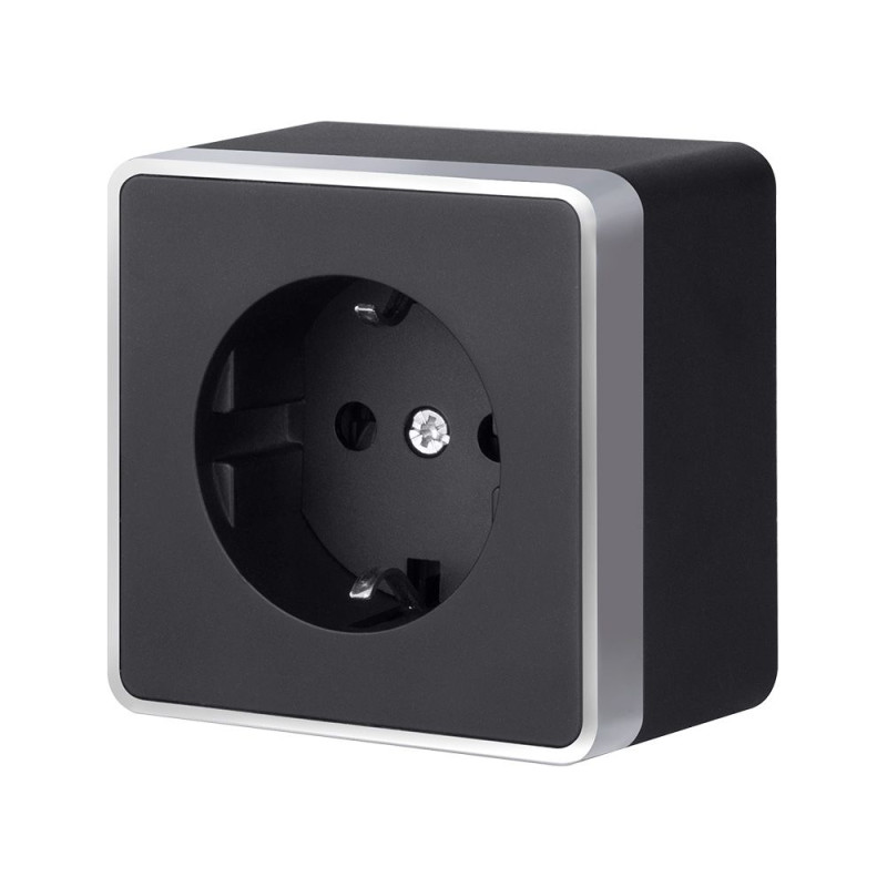 Розетка Werkel W5071134 черный с серебром 305₽