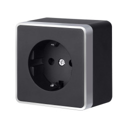 Розетка Werkel W5071034 черный с серебром