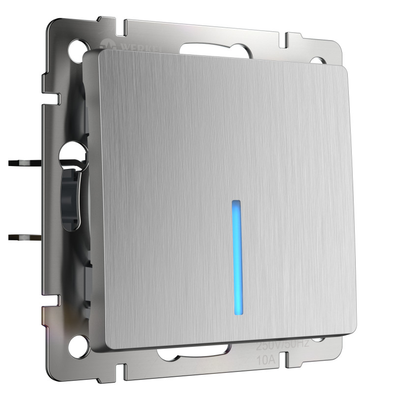 Выключатель Werkel W1110109 серебряный рифленый 1240₽