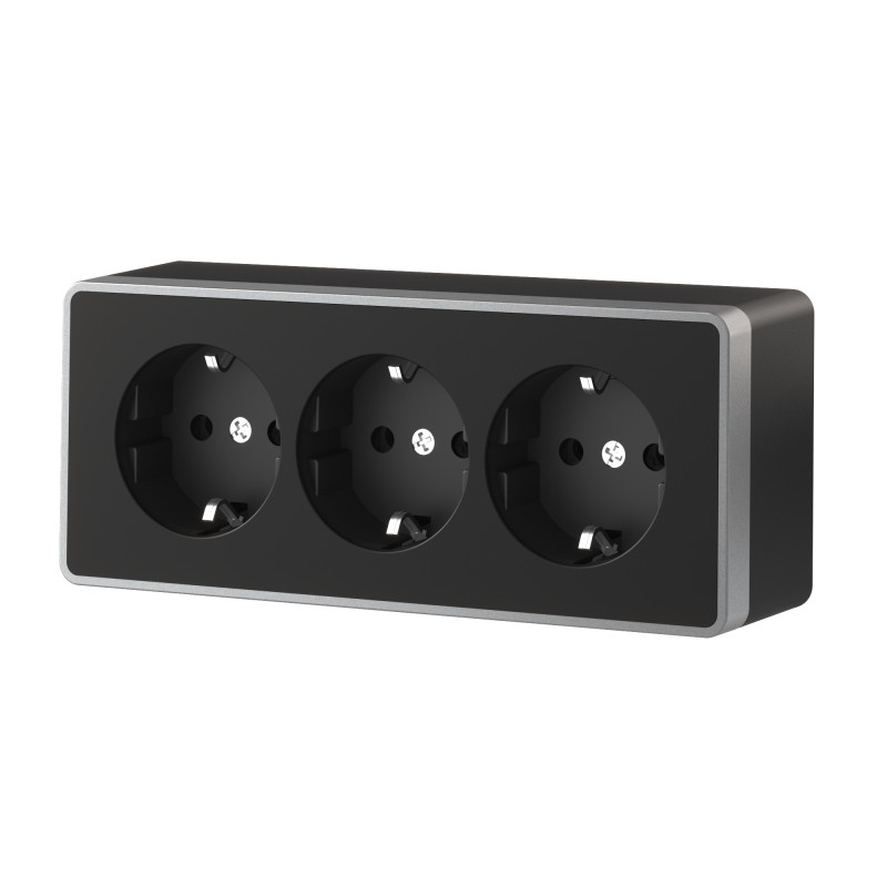 Розетка Werkel W5073134 черный с серебром 1130₽